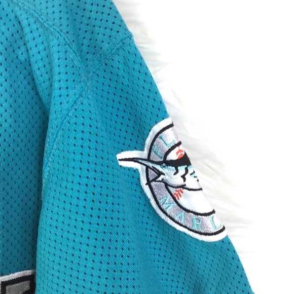 MLB Florida Marlins Vintage Teal & Gray Diamond Jersey Vintage sz 40 Baseball - Picture 4 of 6